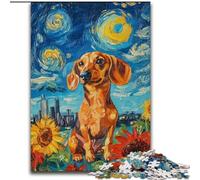 Night Sky Dachshund Adult Jigsaws 1000 Pieces Difficult, Educational Games DIY Toys with Matching Poster And Trivia Sheet for Age 14+ (26x38cm)