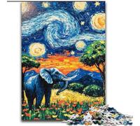 Night Sky Elephant Jigsaw Puzzles for Adults, Challenging Game Toys Every Piece Is Unique - Challenging Family Fun Game (50x75cm)