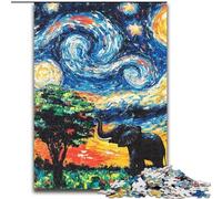 Night Sky Elephant Jigsaws Puzzles 1000 Pieces for Teenagers Gifts, Art Interesting Stress Reduction Wishlist with Santa Claus for Age 14 (26x38cm)