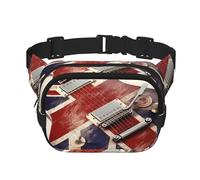 Night Sky Fanny Pack for Women Men Fashion Waist Pack Adjustable Belt Bag for Workout Running Travelling Casual Waist Bag, Guitar British Flag, One Size