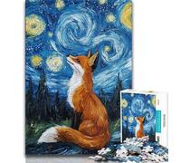 Night Sky Fox Jigsaw Puzzles for Adults Teenagers Jigsaws Puzzle,family Fun Games Is Ideal As A Gift for The Whole Family 50x75cm