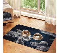 Night Sky Full Moon Printed Pet Bowl Mats, Non-Slip And Tasteless Dog And Cat Feeding Mats