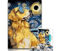 Night Sky Golden Retriever 1000 Piece Jigsaw Puzzles for Teenagers,Educational Games Home Decoration Suitable for Desktop Decoration 50x75cm