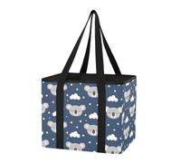 Night Sky Koala Blue pattern Reusable Foldable Grocery Tote Bag Heavy Duty Shopping Storage Bag with Reinforced Handles for Shopping Trunk Car