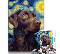Night Sky Labrador Adult Jigsaws 1000 Pieces Difficult,Decompressing Intellectual Educational Toy Suitable for Desktop Decoration (38x26cm)