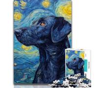 Night Sky Labrador Jigsaw Puzzles for Adults 1000 Piece,Toys Educational Games Stress Relieving Suitable for Desktop Decoration 38x26cm