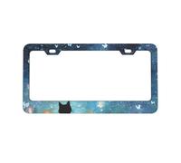 Night Sky License Plate Frames 2pcs, Cat Cute Rust-Proof Aluminum Universal Car Tag Frame with Screw Caps for Vehicles Trucks Vans SUVs 12 x 6 Inch