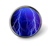 Night Sky Lightning Badge,Comfort Light in Weight Round Emblem Cute Funny Decor Brooch Smooth Does Not Fade Badges for Hats Jackets Coat Shirt