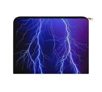 Night Sky Lightning Multi Purpose Polyester Zipper Makeup Pouch Portable Cosmetic Storage Organiser Lightweight Toiletry Carry Bag for Holiday Overnight Stays Daily Essentials Storage