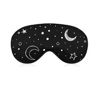 Night Sky Moon and Stars Sleep Mask Blindfold Black and White Adjustable Super-Smooth Soft Eye Mask Cover for Men Women Travel and Nap