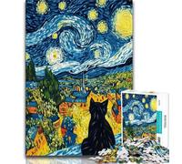 Night Sky Night Sky Cat 1000 Piece Jigsaw Puzzles,Challenging Game And Family Play for Is Ideal As A Gift for The Whole Family (38x26cm)