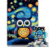 Night Sky Night Sky Owl 1000 Piece Jigsaw Puzzles for Teenagers,Toys Educational Games Stress Relieving Suitable for Desktop Decoration (75x50cm)
