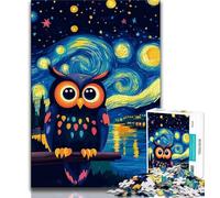 Night Sky Night Sky Owl JigsawPuzzle 1000 Pieces for Adults,Toys Educational Games Stress Relieving Suitable for Desktop Decoration (38x26cm)