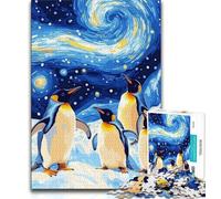 Night Sky Night Sky Penguin Adult Jigsaws 1000 Pieces Difficult,Help The Brain Exercise Addictive Toys to Cultivate Patience Great Gift 38x26cm