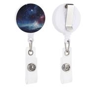 Night Sky Outer Space Retractable Badge Holder with Clip Badge Reels ID Card Vertical Lanyard Holder with Carabiner Reel Clip Badge Holder for Office Work Employee