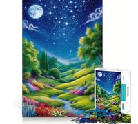 Night Sky Over Lush Valley 1000 Piece Jigsaw Puzzles for Teenagers Jigsaw Logic Ability Toy Soft Relax Accurate Cut Cherished Gift (38x52cm)