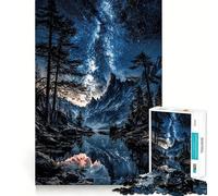 Night Sky Over Mountain Lake 1000-piece Puzzle for Teenagers Logic Boost Toy Tension Relief Quality Edge Santa Wish Item (50x75cm)