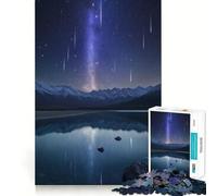 Night Sky Over Mountain Lake Hard Jigsaw Puzzle for Adults 1000 Pieces Boost Memory Soothing Play Premium Cut Perfect Present (38x52cm)