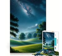 Night Sky Over Rolling Hills Jigsaw 1000 Pieces for Adults Cognitive Toy Bonding Time Pattern Assembly Santa Wish Item (38x52cm)