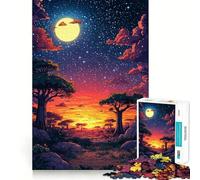 Night Sky Over Savanna Jigsaw Puzzles 1000 Piece for Teenagers Cognitive Toy Calm Pastime Premium Edge Santa Wish List (50x75cm)