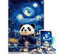 Night Sky Panda Jigsaws 1000 Pieces for Adults,Challenging Game And Family Play with Fully Interlocking Randomly Shaped Pieces 50x75cm