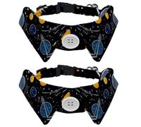 Night Sky Planets Comets Stars Constellations Dog Collar Bowtie, Comfortable Adjustable Dog Bow Tie Collar for Small Boys and Girls Pets