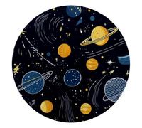 Night Sky Planets Comets Stars Constellations Round Mouse Pad, Mousepad with Non-Slip Rubber Base, Computer Gaming Pads for Wireless Mouse, Easy Gliding