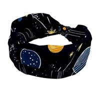 Night Sky Planets Comets Stars Constellations Stretchy Headbands for Women, Non-Slip Hair Bands Fashion Sports Turban for Yoga Workout Daily Use