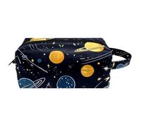 Night Sky Planets Comets Stars Constellations Women Cosmetic Storage Bag, Hanging Makeup Toiletry Bag, Portable Leather Travel Bag School Pencil Case