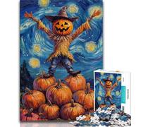 Night Sky Pumpkin Man 1000 Piece Jigsaw Puzzles for Teenagers,Learning Educational Toy for Is Ideal As A Gift for The Whole Family 38x26cm
