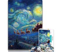 Night Sky Santa Claus Adult Jigsaws 1000 Pieces Difficult,Family Game Stress Reliever Difficult Challenge Secret Santa Gifts (50x75cm)