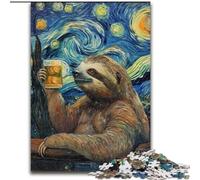 Night Sky Sloth Drinking Jigsaws Puzzles 1000 Pieces for Teenagers Gifts, Family Game Stress Reliever Difficult Challenge Gifts for Friends And Family 26x38cm