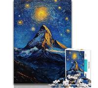 Night Sky Snow Mountain Puzzles for Teenagers Teens 1000pc Puzzle,Game Toys Every Piece Is Unique - Challenging Family Fun Game (38x26cm)