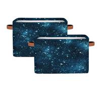 Night Sky Star Storage Bins Basket, Starry Night Collapsible Rectangle Storage Box ,With Handles Toy Organizer Bin ,for Shelf Closet/Home/Bedroom/Kids Room/Laundry Room ,1(pack)