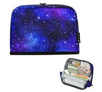 Night Sky Stars Blue Purple Nebula Big Pencil Pouch Zipper Pencils Case Pencil Bags Storage Cute Pen Marker Bag for Girls Floral Back to School Adults Office Supply