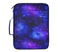 Night Sky Stars Blue Purple Nebula Expandable Filing Folder Binder Organizer, Water Resistant Portfolio Case Ring Binders, Multi Pocket Binder Bag for Office School Home