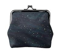 Night Sky Stars Midnight Blue Women's Leather Coin Purse, Small Change Pouch with Kiss-Lock Clasp Closure Buckle Wallet for Girl Gift