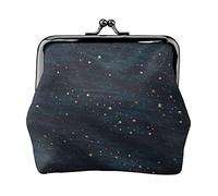 Night Sky Stars Midnight Blue Women's Leather Coin Purse, Small Change Pouch with Kiss-Lock Clasp Closure Buckle Wallet for Girl Gift