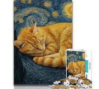 Night Sky-style Cat Jigsaw Puzzles for Teenagers 1000 Jigsaws,Staycation Kill Time Every Piece Is Unique - Challenging Family Fun Game 38x26cm
