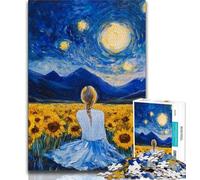 Night Sky Sunflower 1000 Piece Jigsaw Puzzles for Teenagers,Educational Games Home Decoration Artists Collection,Fine Art (50x75cm)
