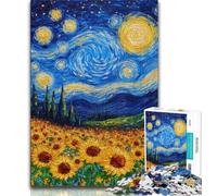 Night Sky Sunflower 1000 Pieces Jigsaw Puzzles For Teens And Adults,Stress Reliever Difficult Challenge Enhance Love between Couples 50x75cm