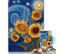 Night Sky Sunflower Jigsaw Puzzles for Teenagers 1000 Piece Puzzle,Challenging To Complete But Fun And Humorous Birthday Present,Gifts,Wall Art 38x26cm