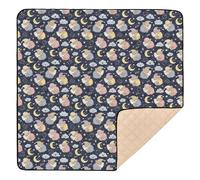 Night Sky Teddy Bear Sleepy Soft Foam Baby Playmat for Floor Cozy Breathable Activity Entertainment Mat for Newborns Babies Infants Toddlers, 50'' x 50''