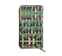 Night Sky Tree Leather Wallet for Women Men Large Wallet with 12 Card Slots Passport Wallet, Many Cactus, One Size