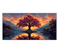 Night Sky Trees Diamond Art Kits Adults, 5D Diamond Painting for Beginner, Gem Art Cross Stitch Kits, DIY Full Drill Crystal Embroidery Kit for Crafts, for Home Wall Decoration Paintings 20x40in J26-7