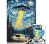 Night Sky UFO Jigsaw Puzzles for Adults 1000 Piece,Staycation Kill Time with Fully Interlocking Randomly Shaped Pieces 75x50cm