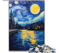 Night Sky Van Gogh 1000 Pieces Jigsaw Puzzle for Adults& Teens, Staycation Kill Time Enhance Love between Couples (50x75cm)