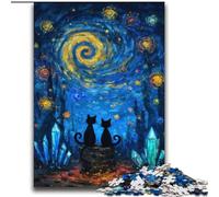 Night Sky Van Gogh's Cat 2000 Piece Jigsaw Puzzle for Adults Teens, Suitable for Ages 14 And Up Family Fun It Is Ideal As A Gift for The Whole Family (70x100cm)