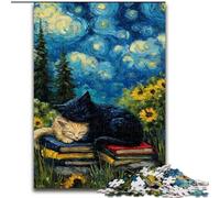 Night Sky Van Gogh's Cat Jigsaw Puzzles for Adults 1000 Jigsaws, Suitable for Ages 14 And Up Family Fun It Is Ideal As A Gift for The Whole Family (26x38cm)