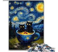 Night Sky Van Gogh's Cat Jigsaw Puzzles for Adults Teenagers Jigsaws Puzzle, Suitable for Ages 14 And Up Family Fun It Is Ideal As A Gift for The Whole Family (50x75cm)